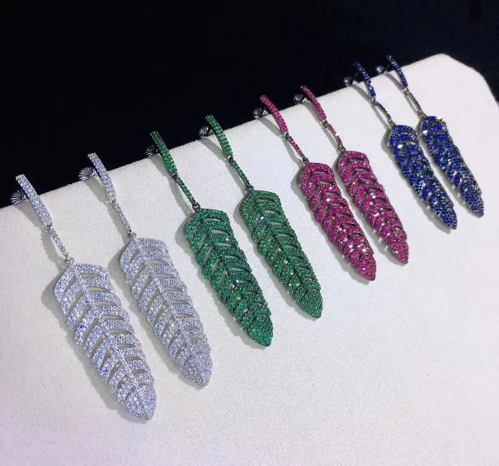 Серьги-подвески женские из серебра 925 пробы, с фианитами