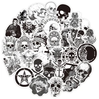 50pcsset black white gothic skull stickers for diy motorcycle car bike skateboard ps4 helmet horror graffiti sticker cool