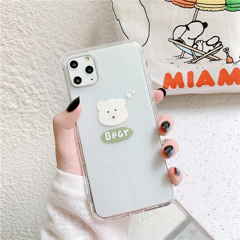 Милые корейские чехлы для телефонов с медведем iphone 11 Pro сердечками и медведями Xs