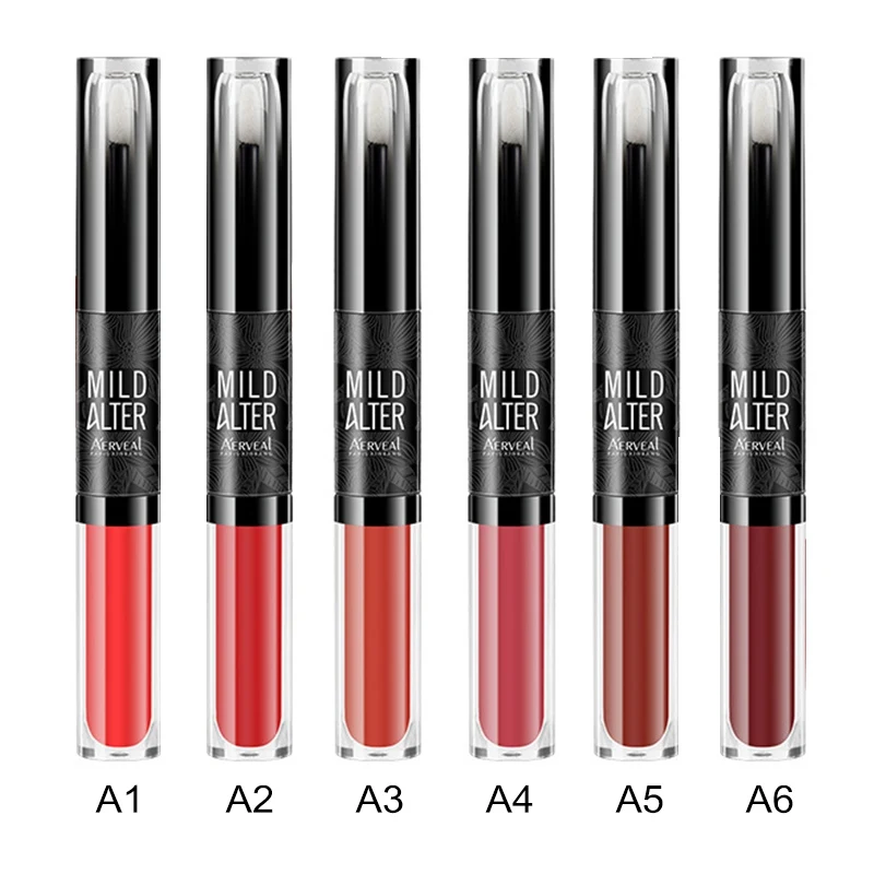 Двойная головка 6 цветов губная помада для макияжа блеск губ длительное увлажнение Косметическая Помада