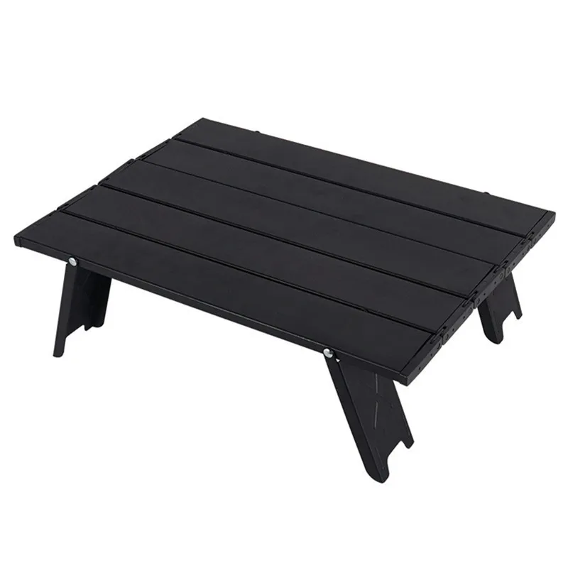 

2021 NEW Mini Black Outdoor Aluminum alloy Folding Table Furniture Barbecue Camping Tent Household Bed Collapsible Computer Desk