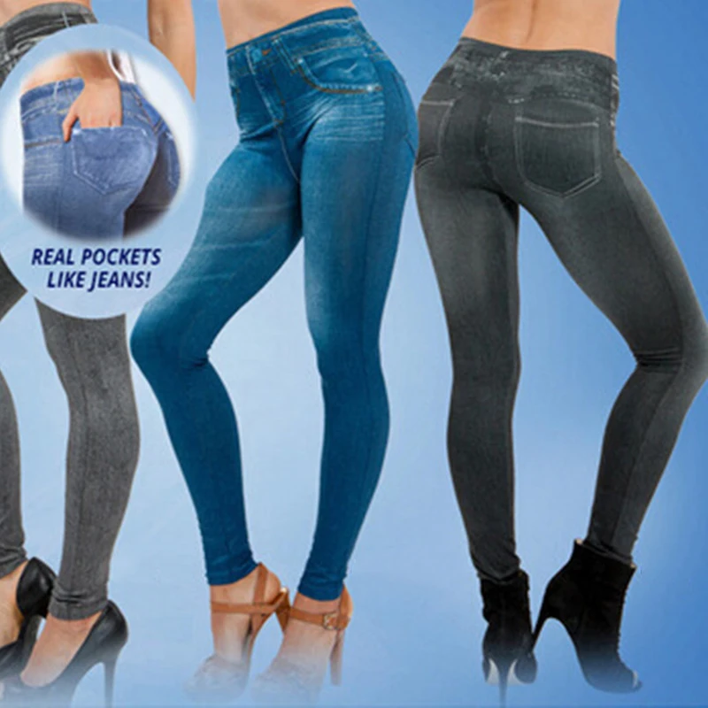 

Push Up Seamless High Waist Warm Jeans Leggings Women Autumn Winter Leggings Pants Fashionable Comfortable -WT
