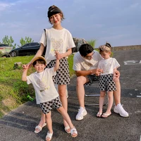 2021 summer family set catoon short t shirt and shorts suit for mother and son family matching outfit clothes dad son 2pcs sets