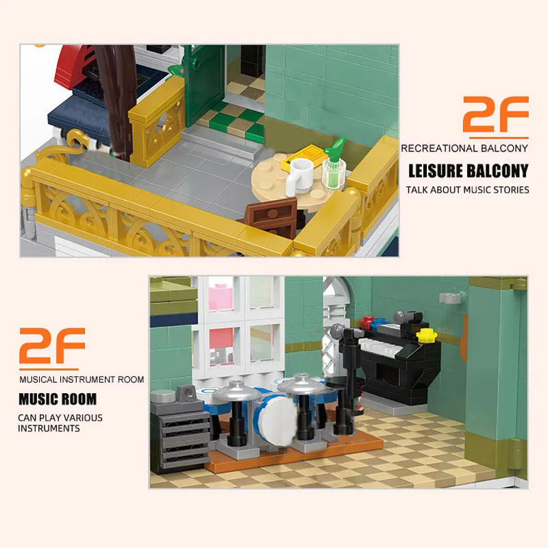 

City Modular Building Model The MOC Music Store House Blocks Bricks Assembly Toys As Kids Creative Christmas Gifts