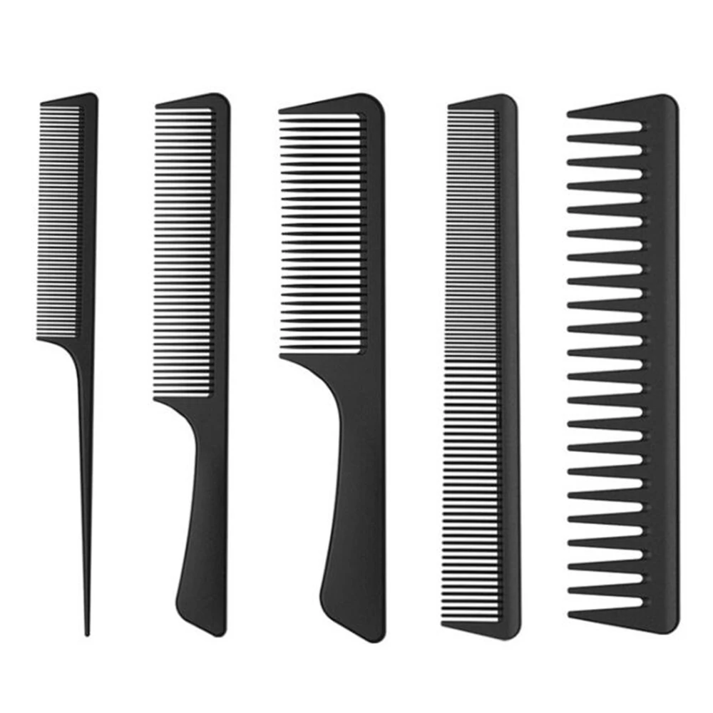 

5Pcs/set Detangling Hair Brush Salon Hair Cutting Tip Tail Comb Professional Hair Comb Hairdressing Comb for Barber Accessories