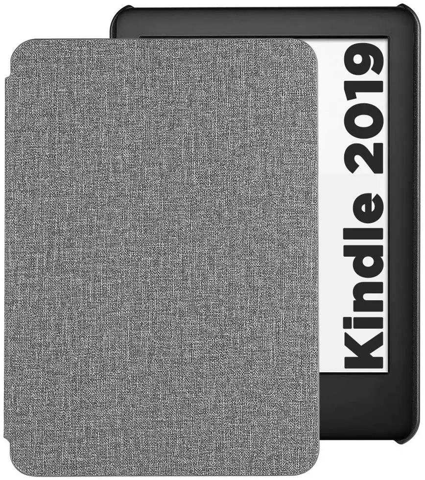 

EasyAcc Cover for New Kindle 2019 Lightweight (10th Generation 2019 Release) PU leather Gray 360º Protection for Your Device