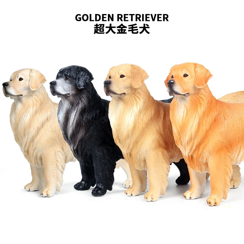 Милый питомец золотистый ретривер модель большого размера экшн-игрушки животные