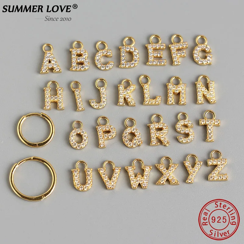 

Летняя любовь первоначальные A-z письмо серьги дизайн для женщин 925 стерлингового серебра серьги-кольца со стразами, хорошее ювелирное издел...