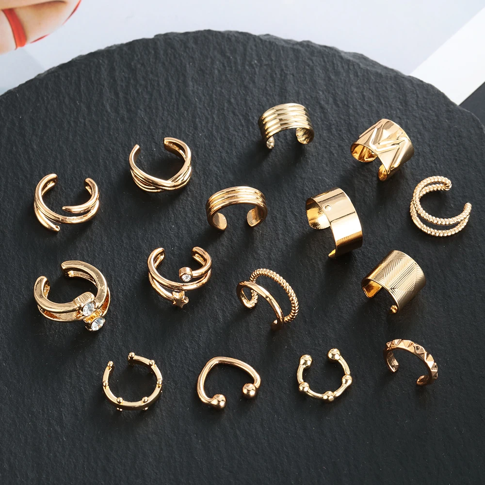 Модные элегантные женские золотистые клипсы для ушей С-образной застежкой формы