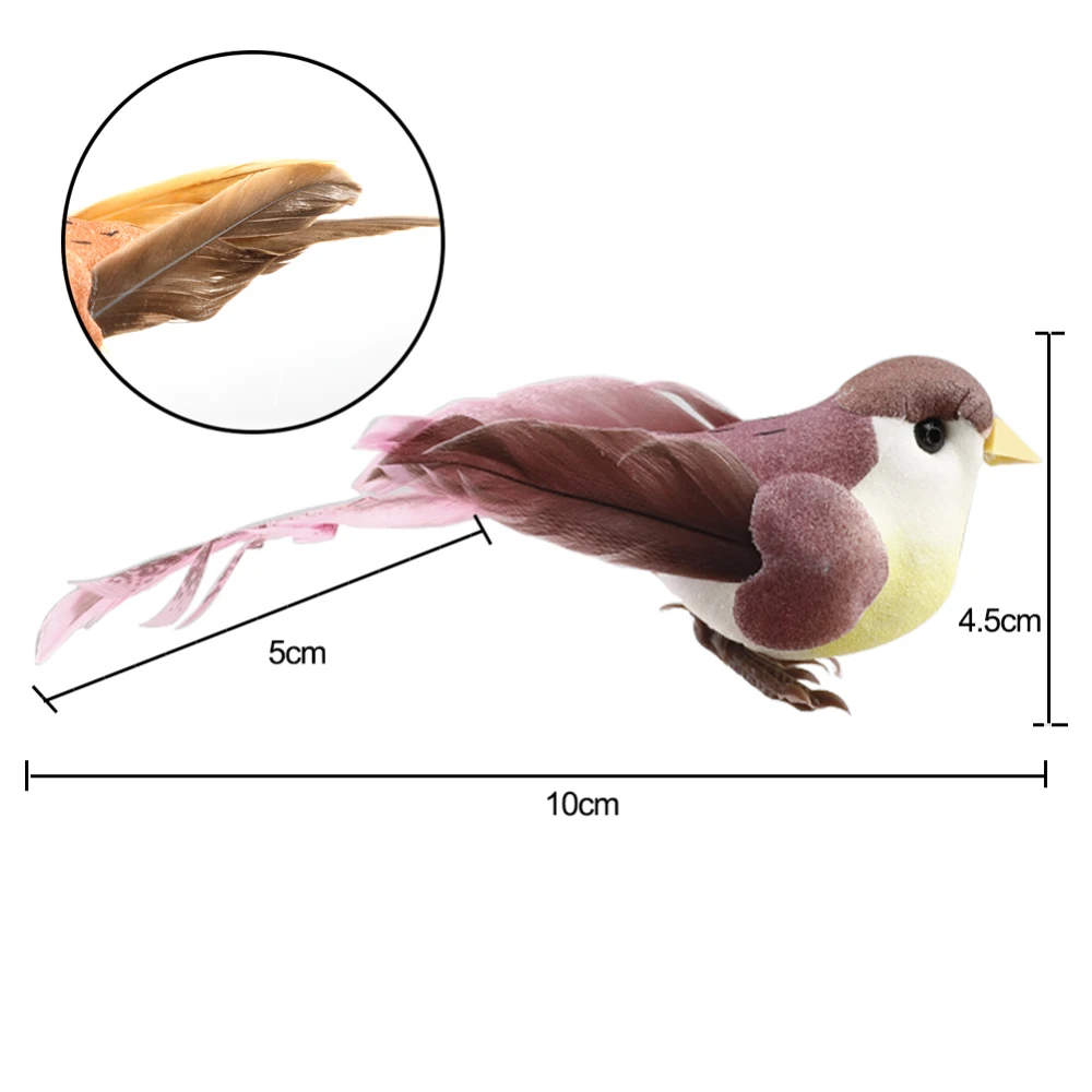 

12 Pcs Artificial Sparrow Birds Feather Birds Christmas Wedding Artificial Birds Tree Craft Ornaments Home Decor