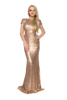 blingbling fashion vestidos de festa longo short sleeve sequin gold mermaid prom party gown 2020 backless bridesmaid dresses