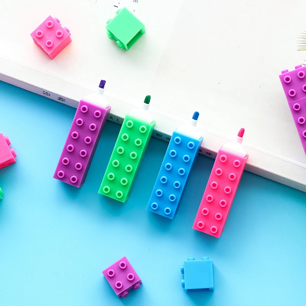 6 шт Мини строительный блок резервного копирования ручка Цвет маркер фломастер
