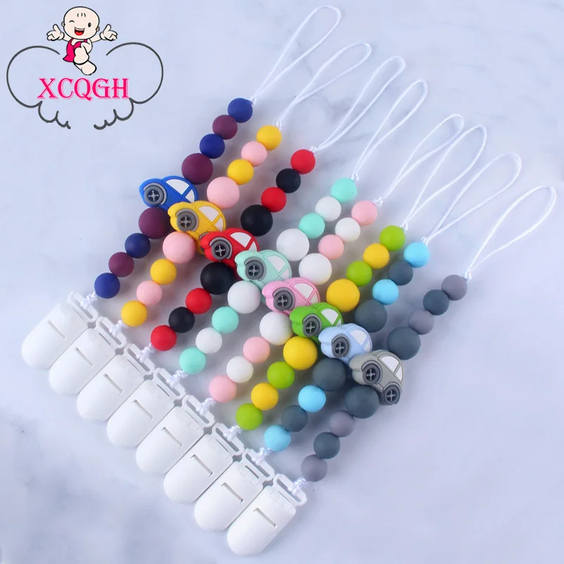 

XCQGH Hot Creative Baby Molars Silicone Beads Pacifier Clip Chain Silicone Car Teether Anti-lost Chain
