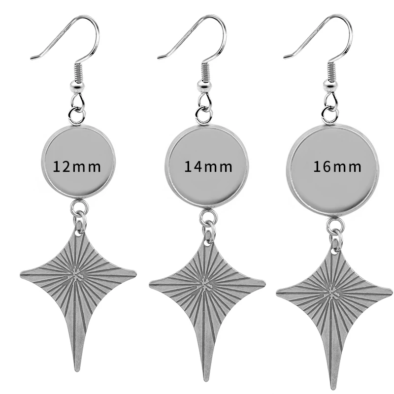6pcs Stainless Steel Earrings Bases Settings Earring Blank DIY Fit 10 12 14 16 20 25mm Bezel Earring Tray Glass Cabochons