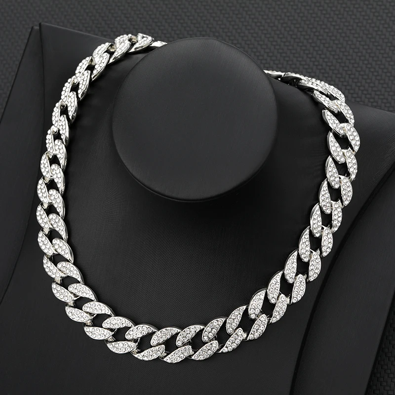 Мужской чокер из кубинской цепи сверкающее ожерелье в стиле хип-хоп колье