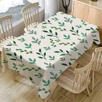 green leaves tablecloth dust proof spring plants leaf dining table cloth linen rectangle rural watercolor table cover picnic mat