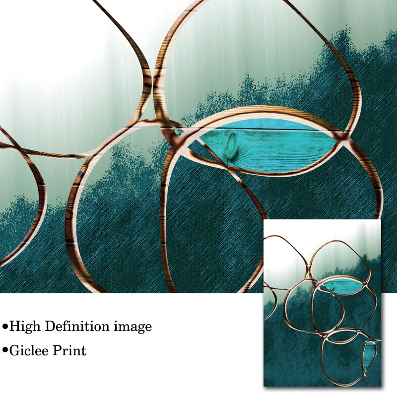 Изумрудная зеленая абстрактная Золотая живопись Большой размер плакат печать