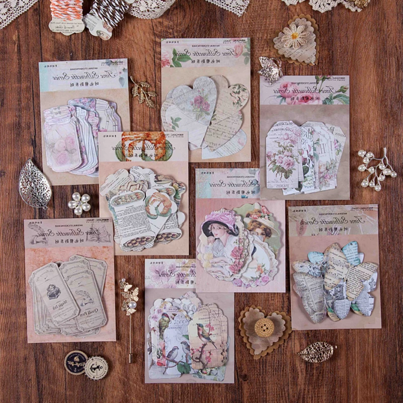 Наклейки декоративные в стиле ретро с птицами цветами бабочками 45 шт. |