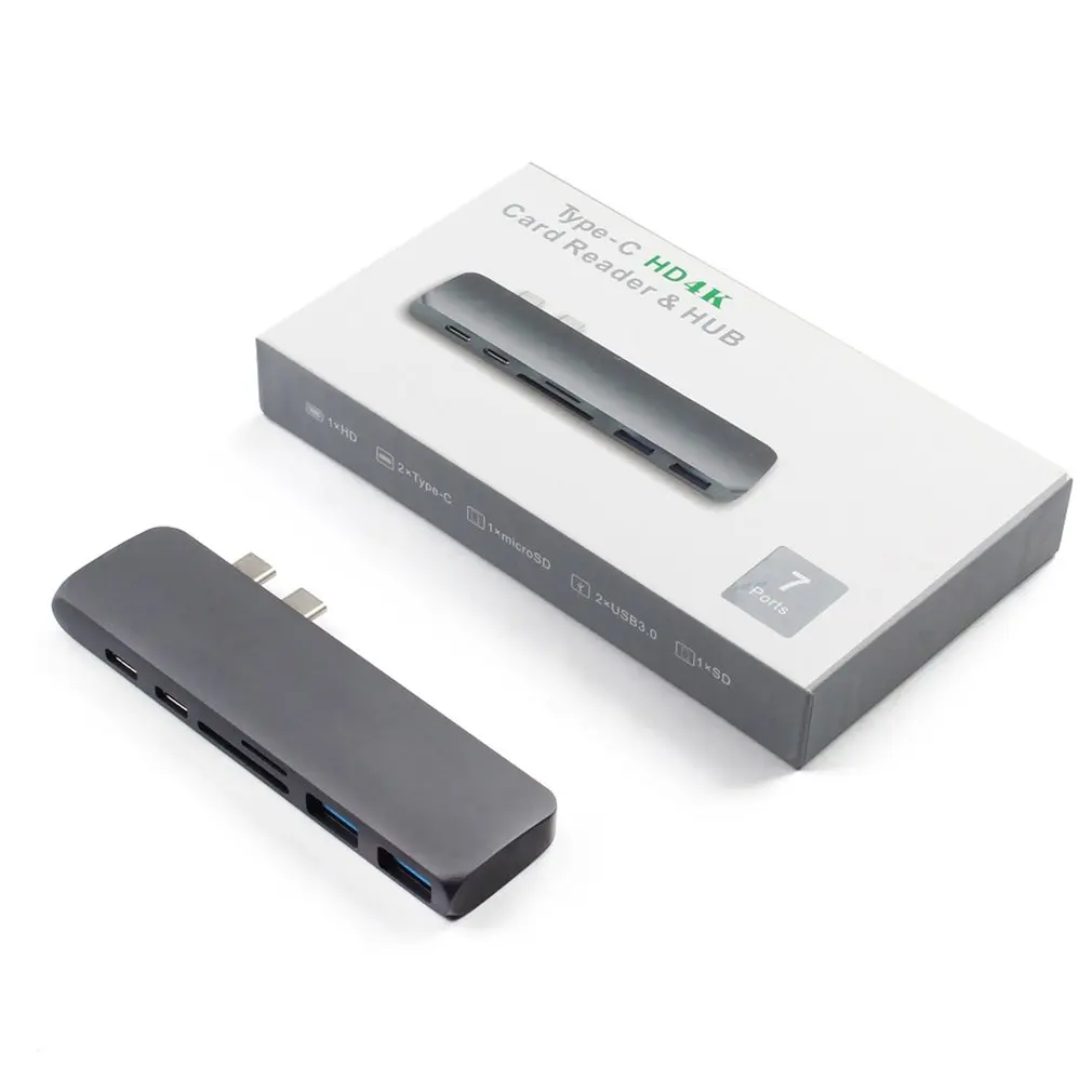 Двухпортовый Usb C концентратор 4K Hdmi адаптер Thunderbolt 3 двойной 1 тип данных Tf Sd Pd для