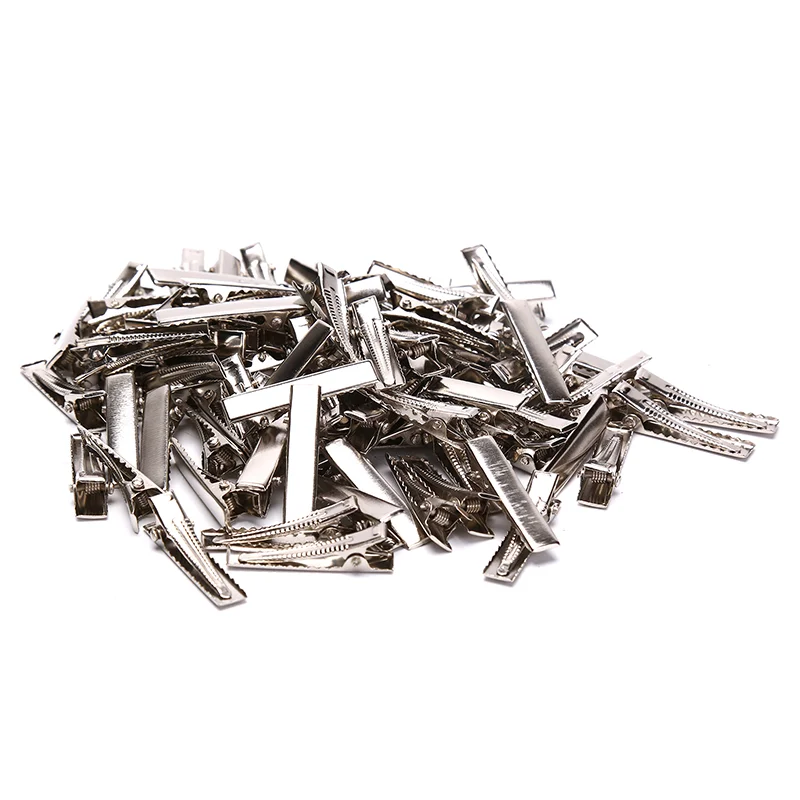 

100pcs Women Fashion Black Hairclips Single Prong Alligator Hairpin Blank Setting Hair Clips