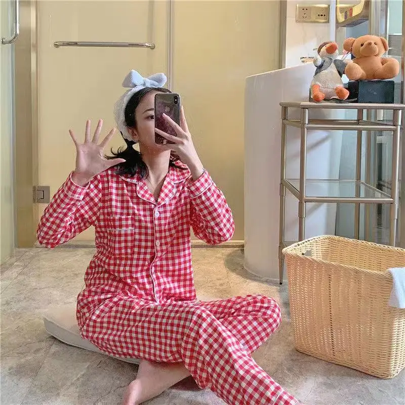 Женский пижамный комплект простая Милая одежда для сна с принтом Повседневная