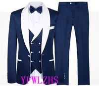 new arrival men suits one button groomsmen shawl lapel groom tuxedos weddingprom best blazer jacketpantsvesttiea98
