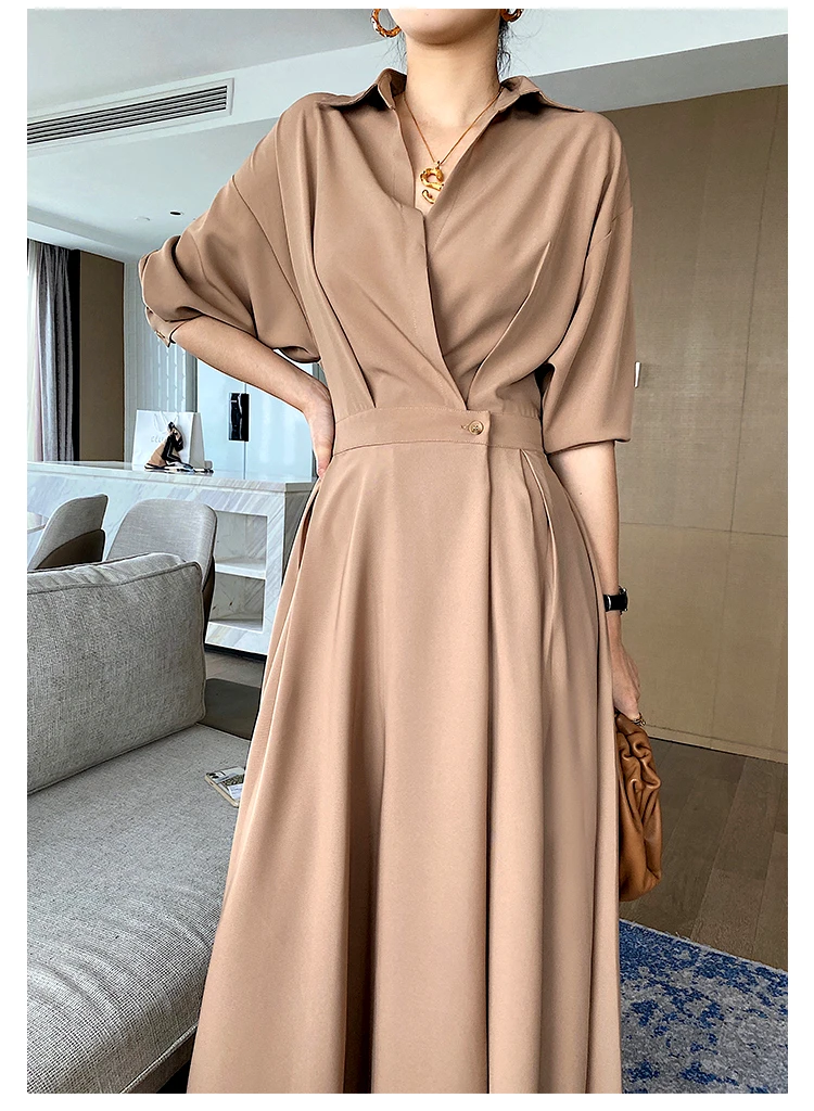 

Women Spring Summer Elegant Long Sleeve Clothing A-Line Shirts Dress Vestidos