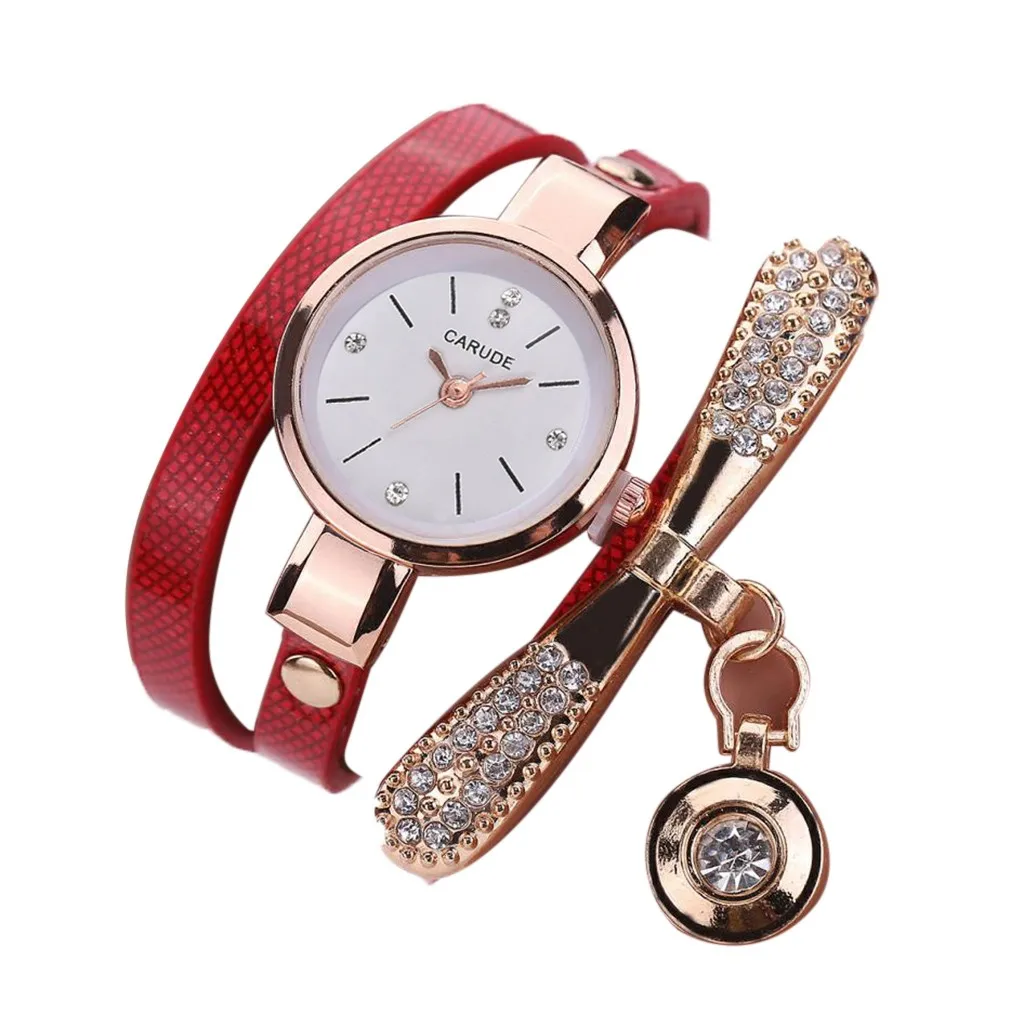 Женские кожаные Аналоговые кварцевые наручные женские часы модные красочные