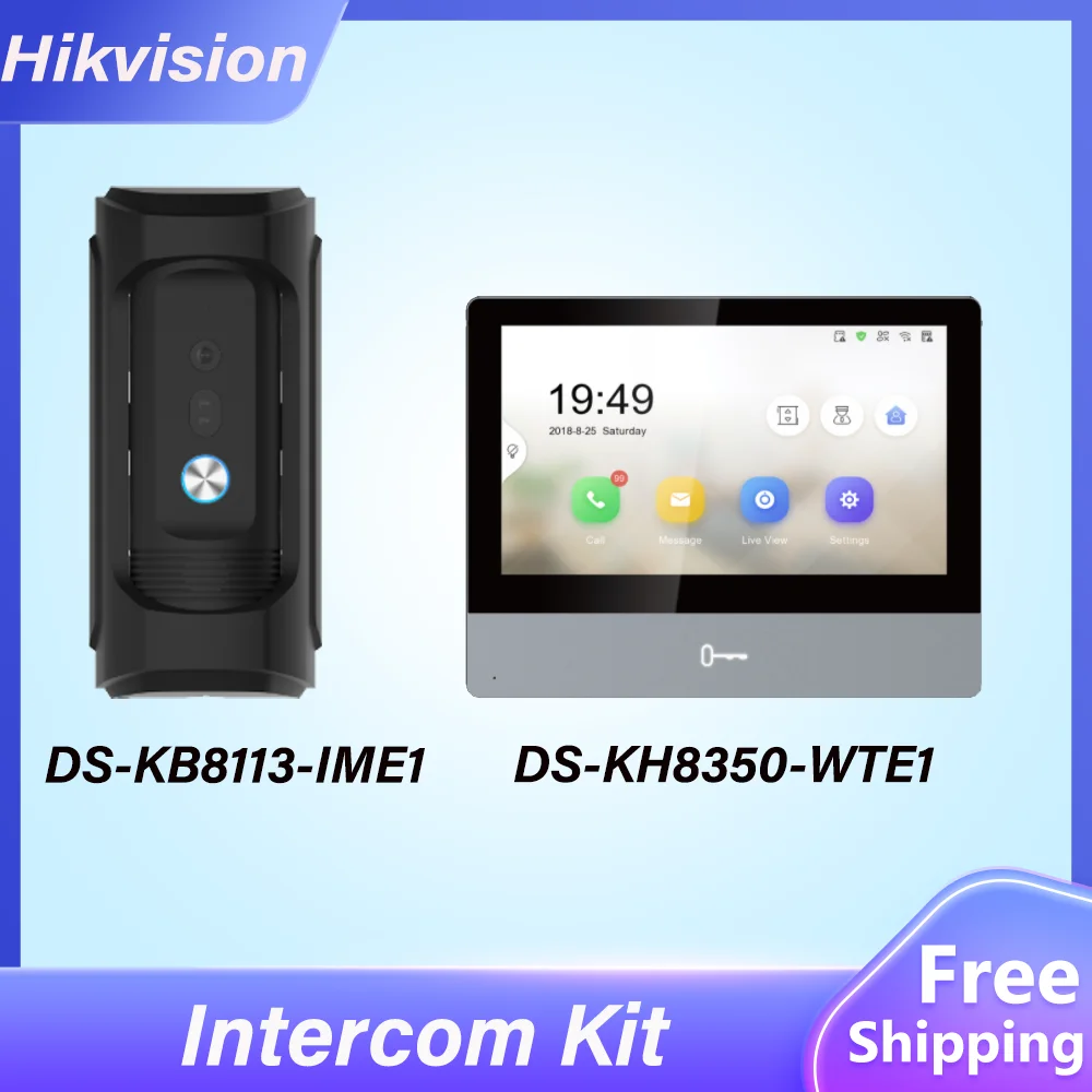 Hikvision Intercom Kit DS-KH8350-WTE1 DS-KB8113-IME1 Poe 2MP HD сенсорный экран с разрешением 1024x600 2-Way talk |