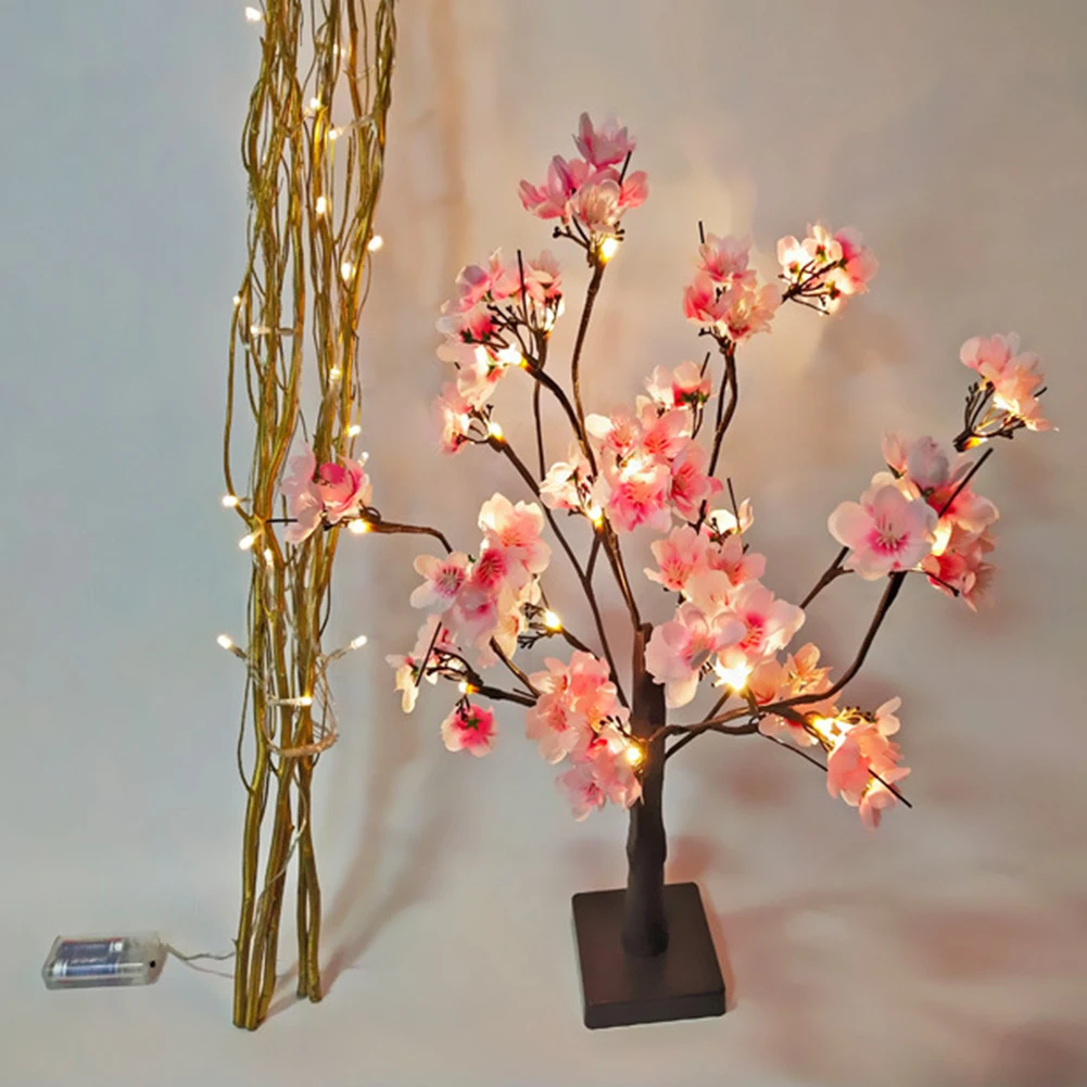 Светодиодный розовый настольный ночник 24 светодиода в форме вишни сливы для