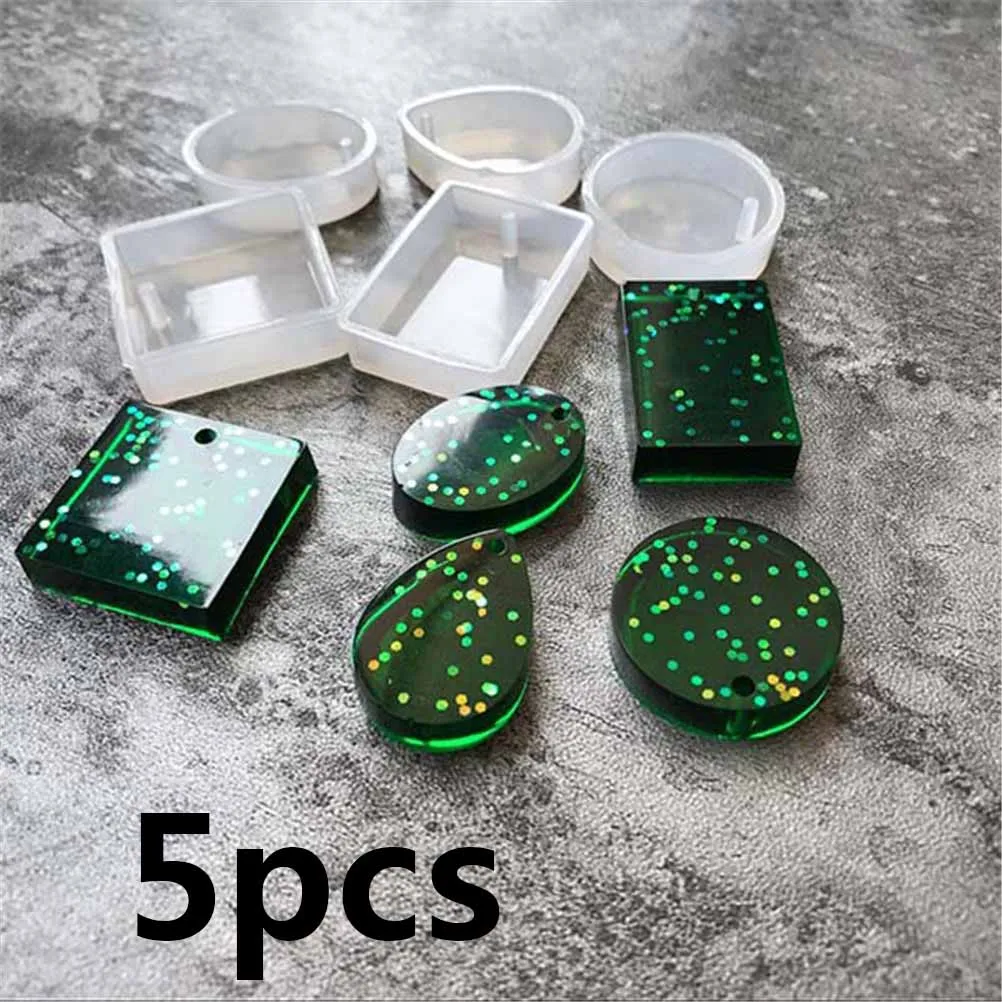

1/5Pcs/Set Round Square Oval Waterdrop Rectangle Shape Hole Silicone Mold Necklaces Pendant Mould DIY Craft Epoxy Resin Tools