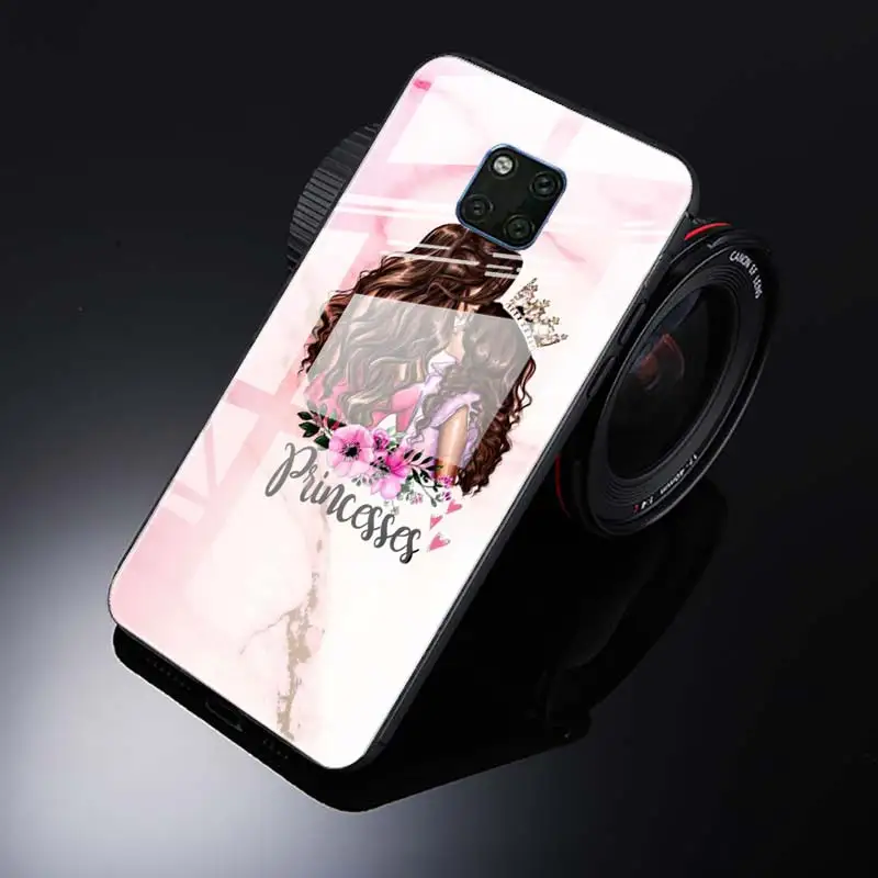 

Tempered Glass Case For Huawei Mate 20 10 Lite 20X 40 30 Pro Y6 Y7 Y9 2019 Y9a Y6p Cover Coque Woman Fashion Girl Super Mom Baby