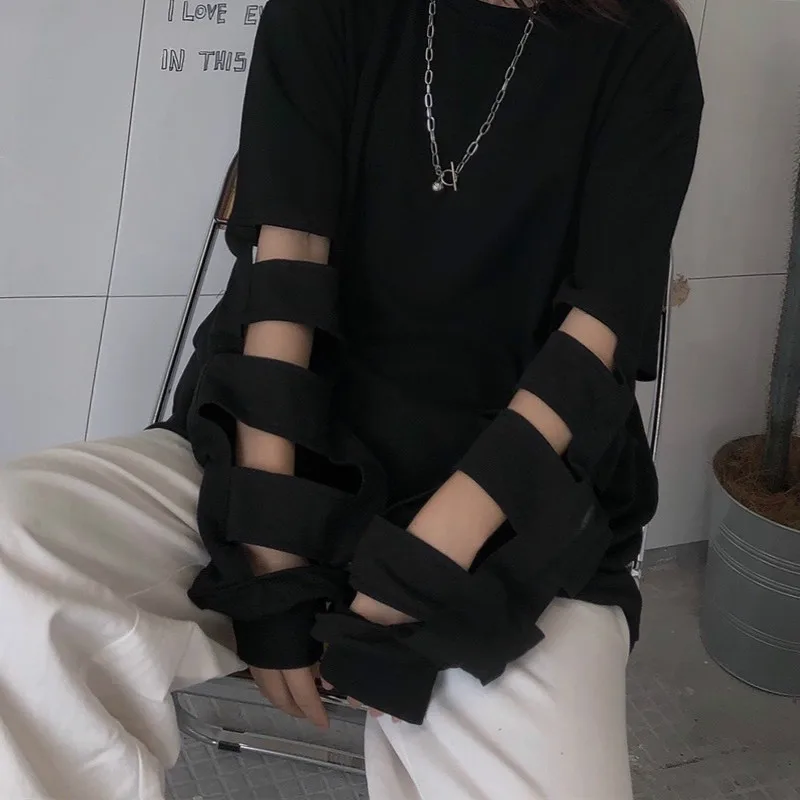 Женская рубашка HARAJPOO весенне-осенняя Корейская уличная черная Готическая в