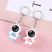 two cute apollo space astronaut planet keychain spaceman universe metal key ring for men women anime zipper car accessories