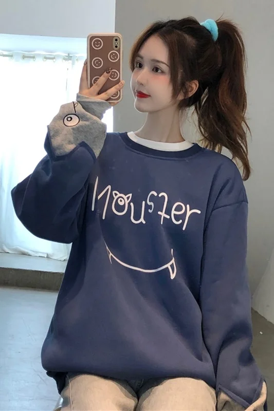 Женская толстовка с капюшоном свитер на осень новинка 2021 топ свободного покроя