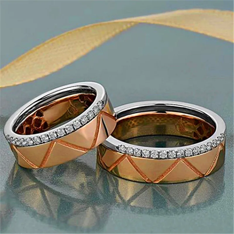 

Crsytal Female White Round Stone Ring Charm Rose Gold Color Engagement Ring Vintage Bridal Round Wedding Rings For Wome