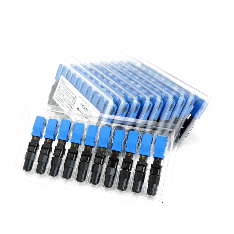 FTTH 100PCS Embedded Fiber Optic Fast Connector  Single Mode Fiber Optic Adapter SC UPC Cold Connection Quick Field Assembly