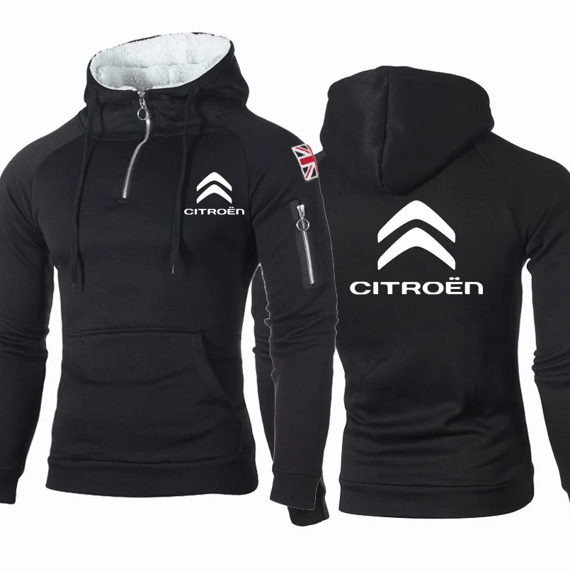 

2021NEW Fashion Spring Autumn Men Hoodies Citroen Car Logo Print Casual high quality cotton Mens zipper Hoodie Clothing