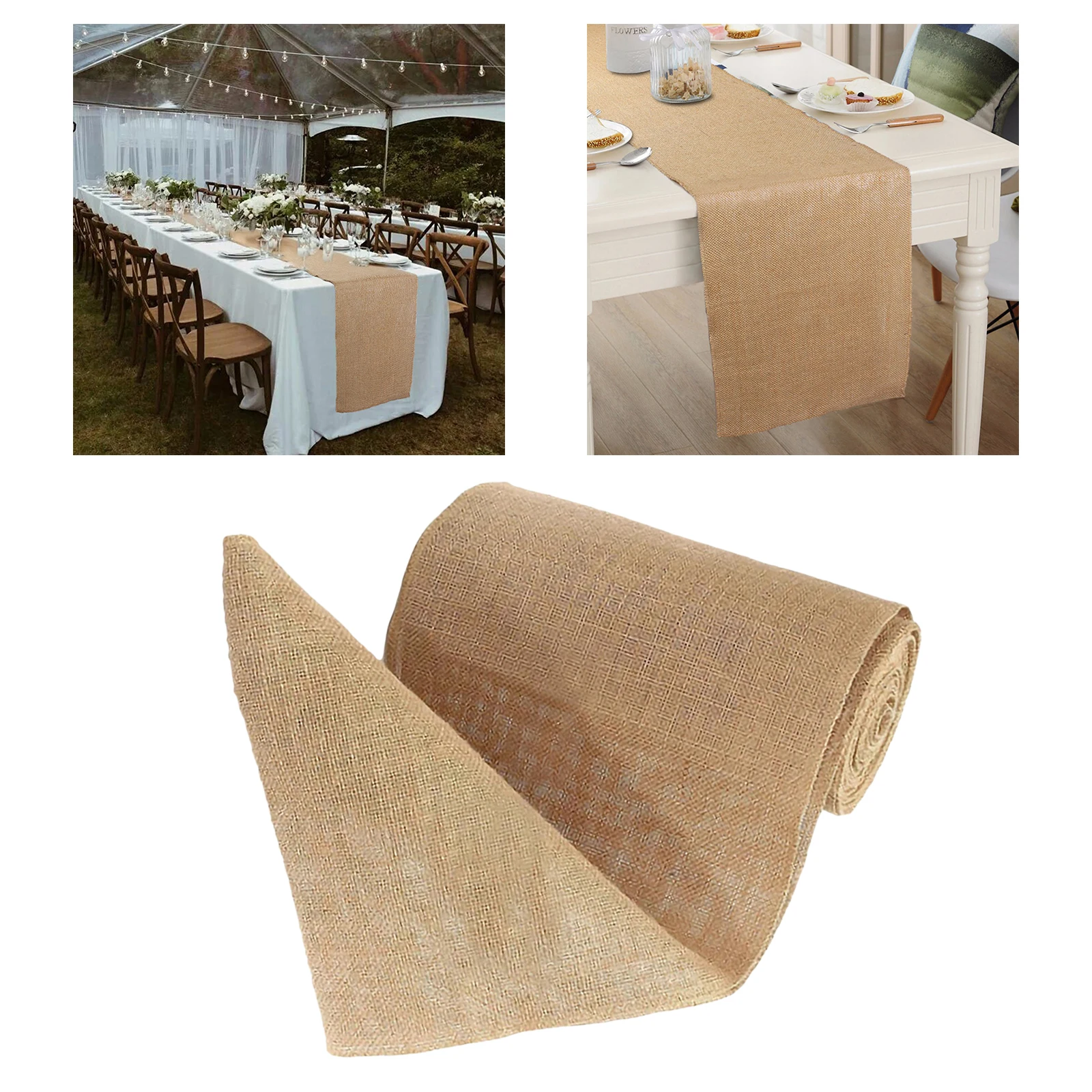 

10m Burlap Roll Ribbon, Natural Jute Fabric Crafts Ribbons for Christmas Wedding Gifts Fabric DIY Packing Fabric Home Decor