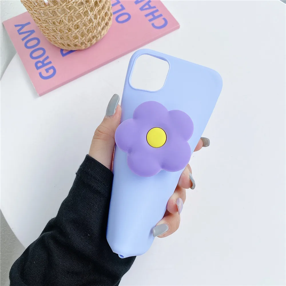 

Soft Silicone Candy Case For iPhone 6 6s 7 8 Plus X Xs 11 12 Mini Pro Max XR 5 5s SE 2020 Cute Cartoon Phone Holder Flower Cover