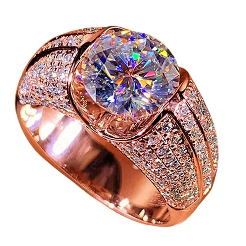 

Women Ring Simple Temperament Alloy Cubic Zirconia Embedded Ideasl Gifts Finger Ring for Party