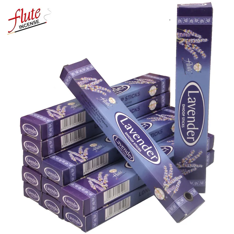Lavender Флейта 120 палочек/упаковка фиолетовый аромат ящик ладан(Dhoop) из индийского природного ручной ароматический саше для антисептика - Аромат: Lavender