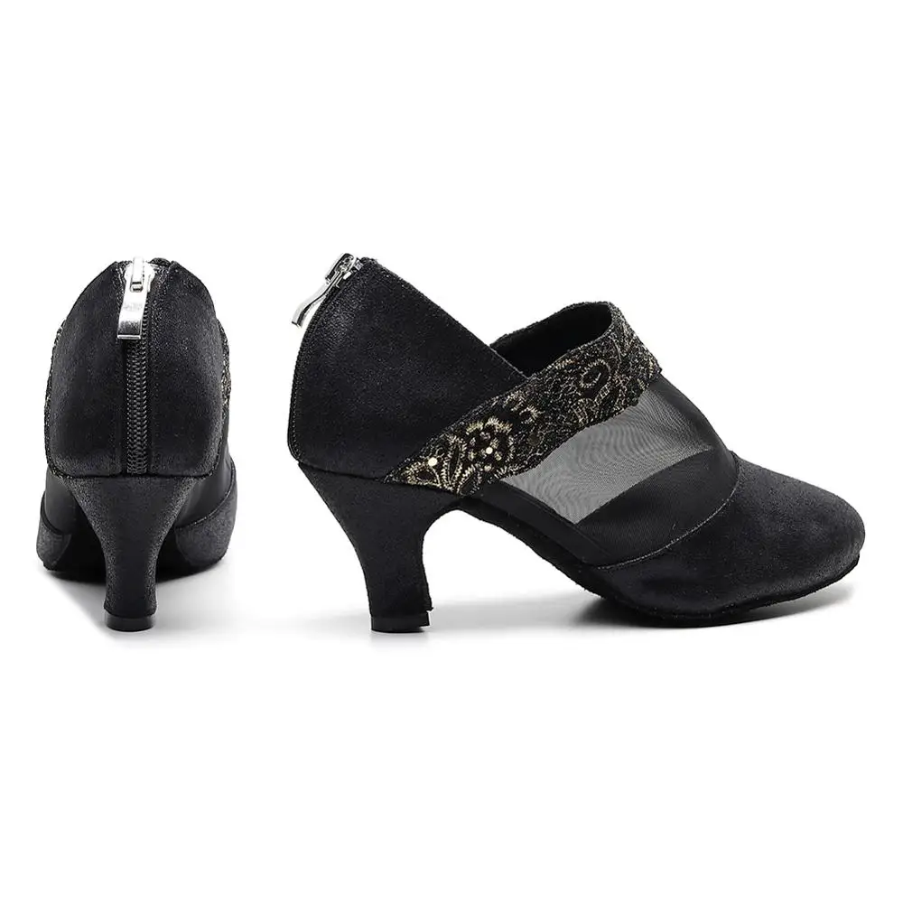 Женские туфли для латиноамериканских танцев DKZSYIM черные кожаные из