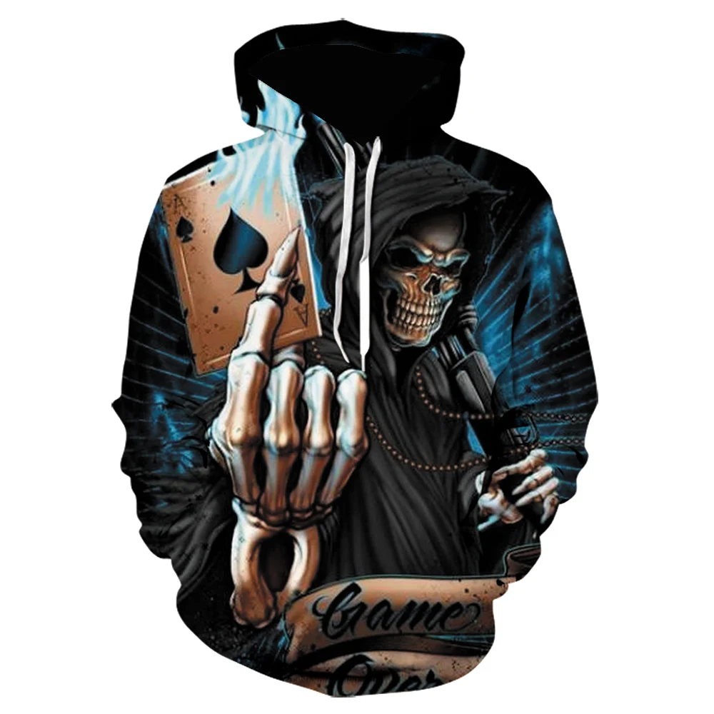 

3D Skull Print Hoodies Men Women black Hoodie Man black Hooded Women Hoodies