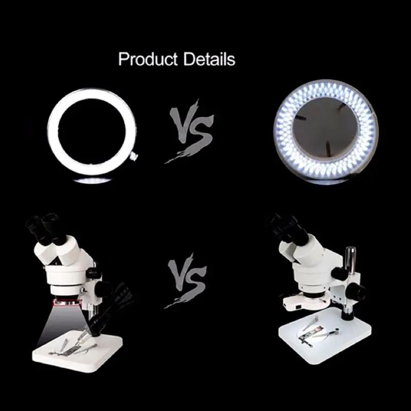 

60 LED Ring Light for Microscope Brightness Adjustable STEREO ZOOM USB Plug Light Source Shadowless illuminator Lamp