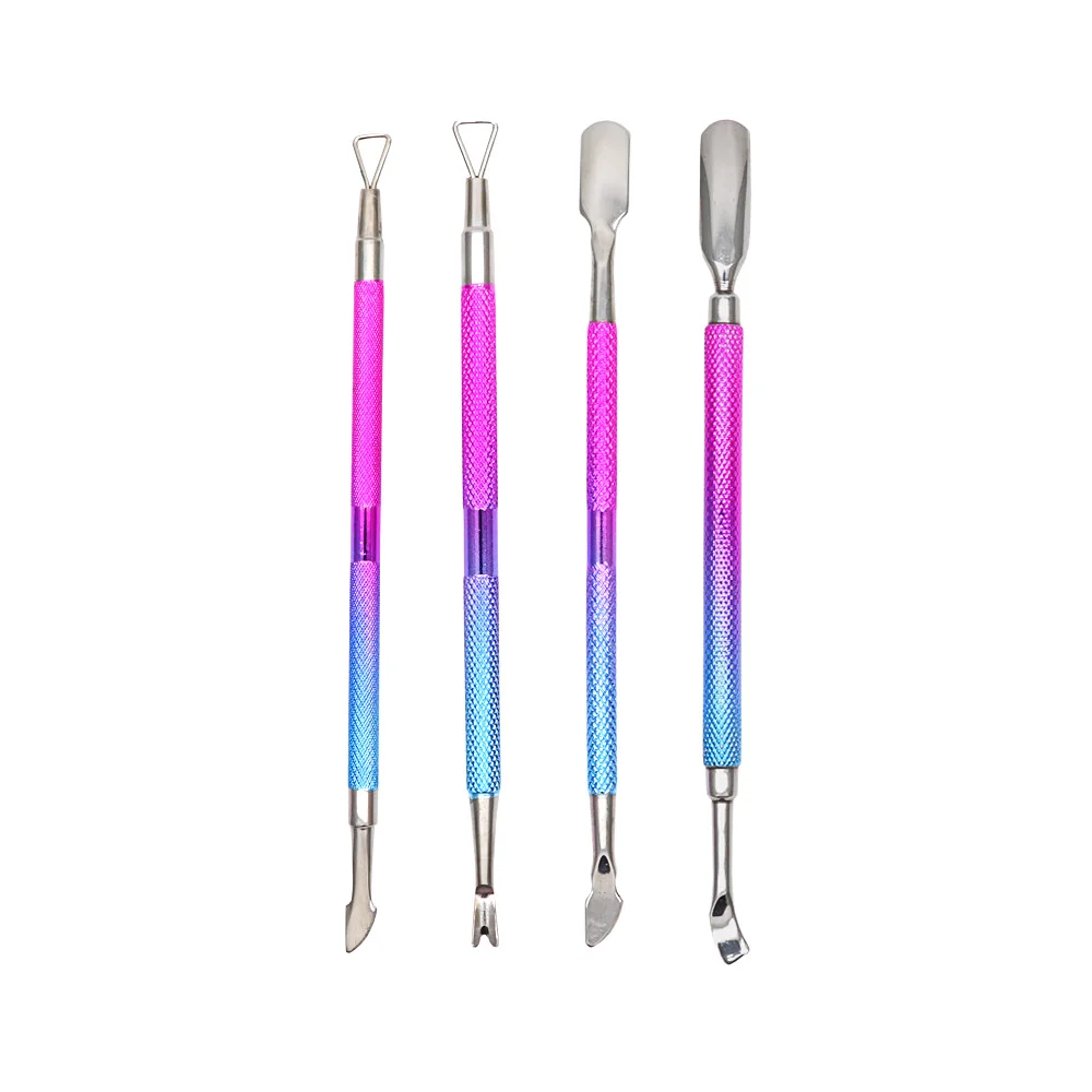 

3Pcs/Box Gradient Blue Stainless Steel Cuticle Pusher Scissor Set Nail Art Manicure Tools Nail Push Cuticle Nail Remove Nipper