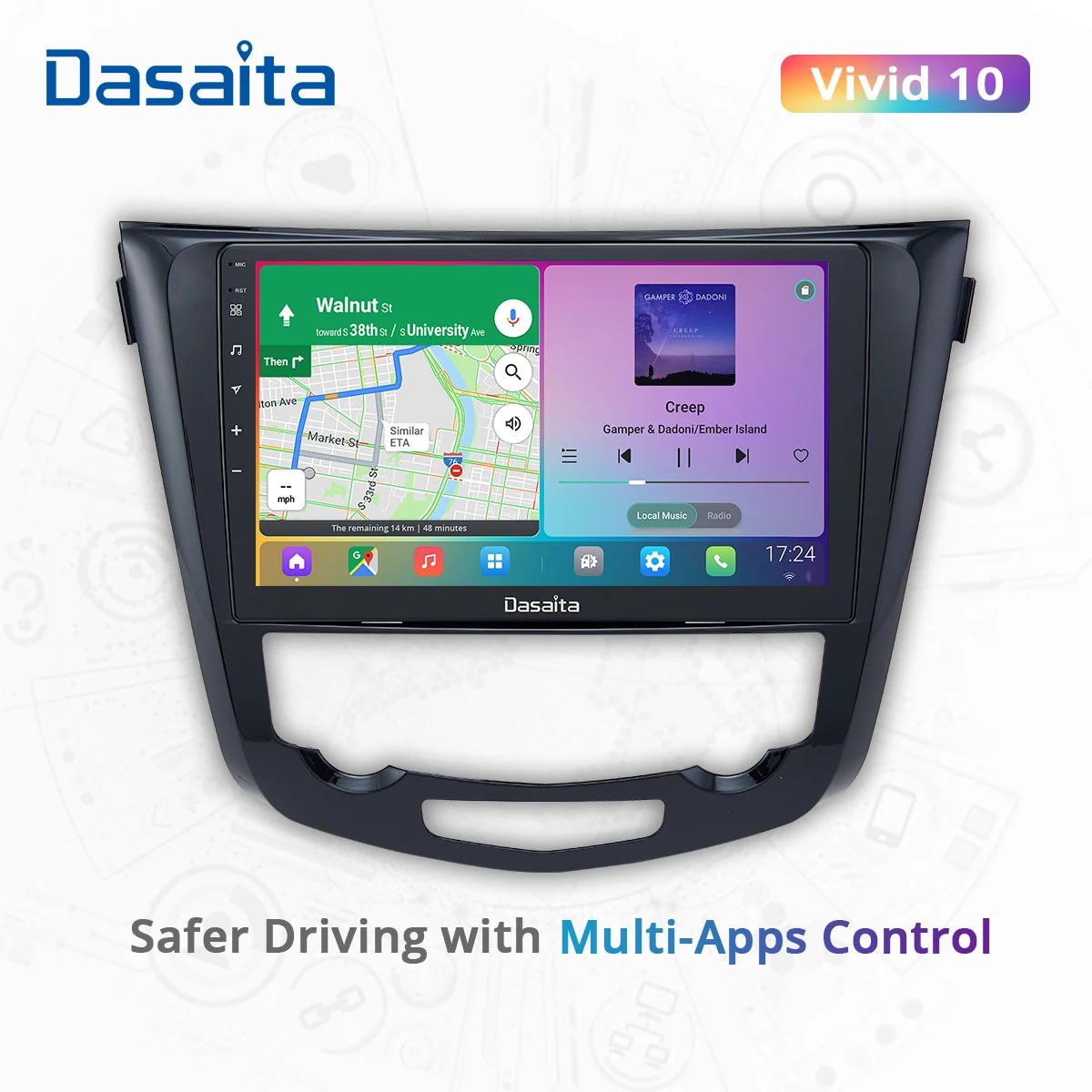 

Dasaita For Nissan X-trial T32 Qashqai J11 Android 2014 2015 2016 2017 2018 2019 Car Radio GPS Navigation Carplay Android Auto