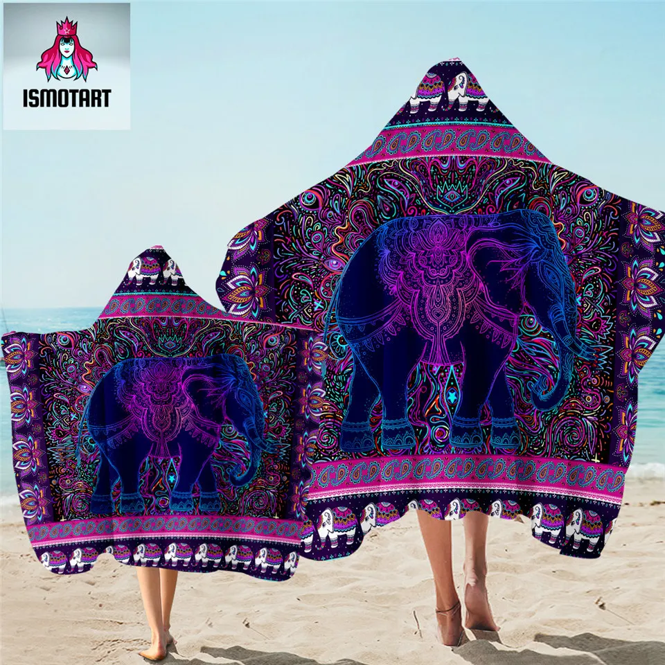 Слон от Ismot Esha полотенце с капюшоном хиппи микрофибра банное для детей взрослых