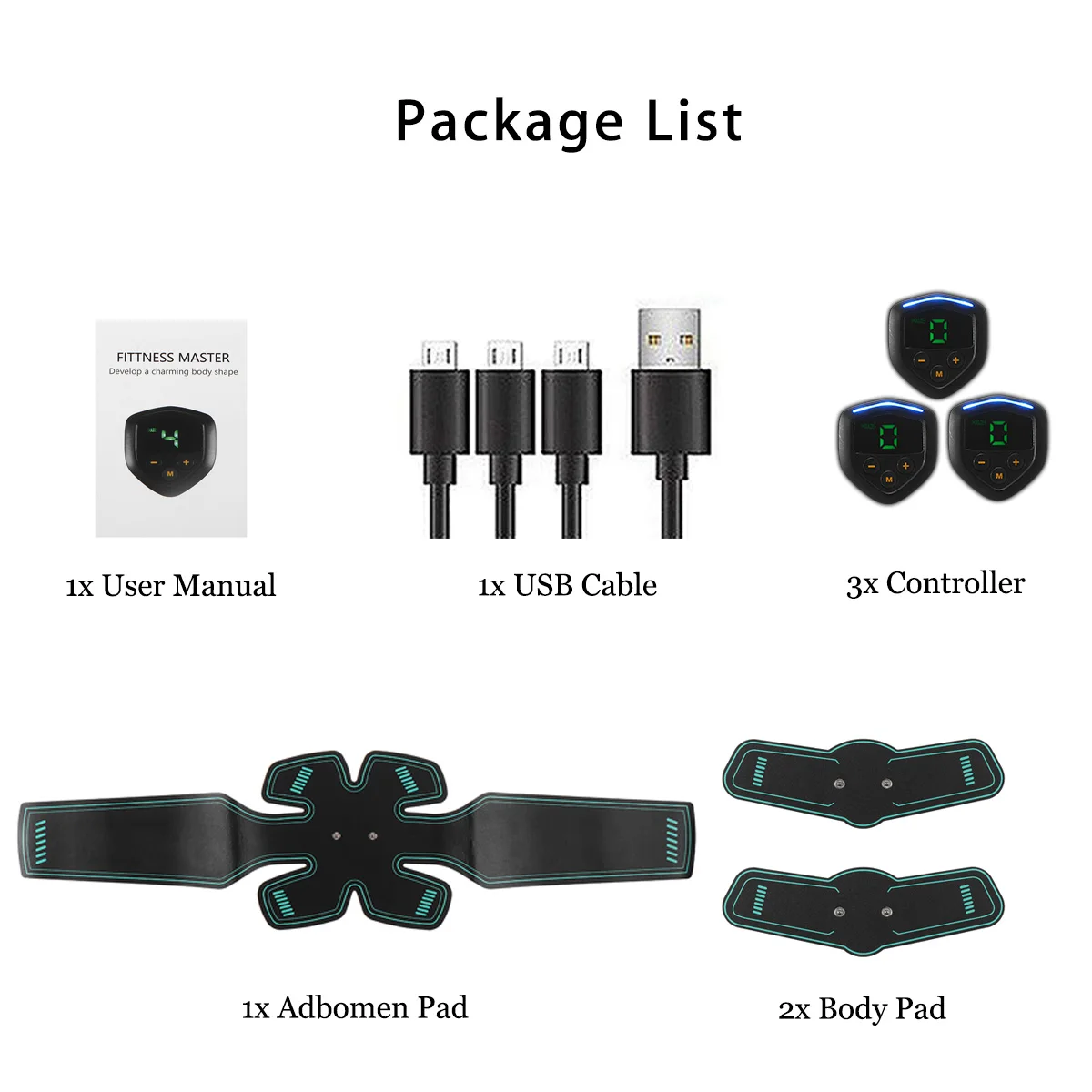 

USB Rechargeable Electric Abdominal Muscle Stimulator Slimming Massage Unisex Trainer EMS Exercise LCD Muscle Body Training Gear