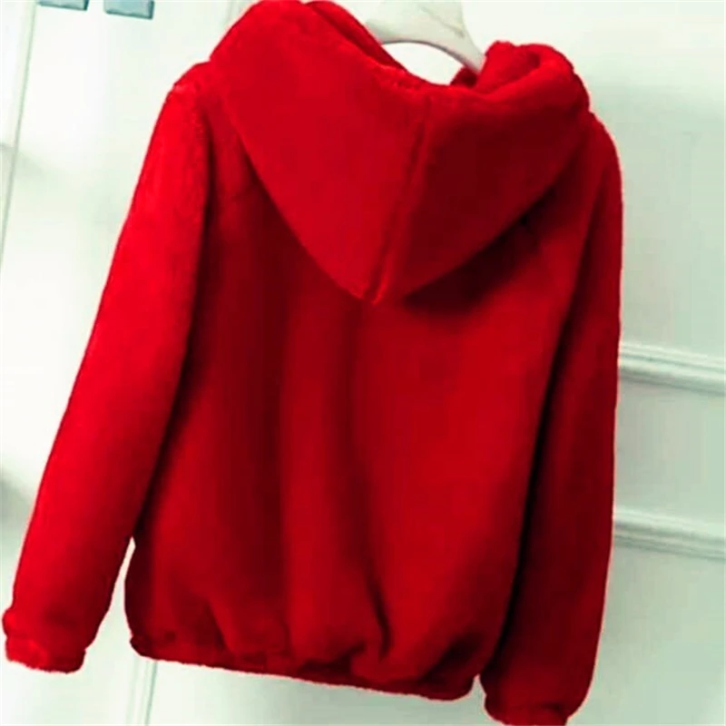 New Women's Fur Coats Loose Thick Warm Winter Female Hoodies Outwear Fashion Women Fur Jackets Imitation Mink Velvet